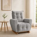 Ver imagem 2 de Poltrona de Amamentação Balanço com Puff Ternura em Bouclê Elegância e Design Moderno Cinza