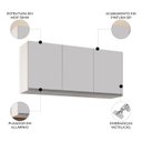Ver imagem 4 de Armário Aéreo 120cm 3 Portas Virgínia Branco - Lumil Móveis