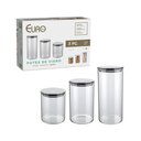 Ver imagem 2 de Conjunto de Potes de Vidro Slim com Tampa Inox 3 Peças Euro