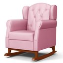 Ver imagem 1 de Poltrona de Amamentação Base Madeira Balanço Letícia Sintético Rosa - Phoenix Phoenix Baby