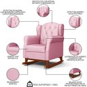 Ver imagem 3 de Poltrona de Amamentação Base Madeira Balanço Letícia Sintético Rosa - Phoenix Phoenix Baby