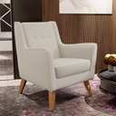Ver imagem 2 de Poltrona Decorativa com Pés de Madeira Taroba D02 Linho Cru B-443 - Lyam Decor