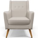 Ver imagem 3 de Poltrona Decorativa com Pés de Madeira Taroba D02 Linho Cru B-443 - Lyam Decor