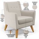 Ver imagem 4 de Poltrona Decorativa com Pés de Madeira Taroba D02 Linho Cru B-443 - Lyam Decor