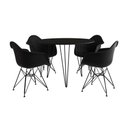 Ver imagem 7 de Mesa Jantar Redonda 90cm Preta Clips 3 Pés com 4 Poltronas Pretas Ferro Preto Preto
