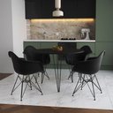 Ver imagem 1 de Mesa Jantar Redonda 90cm Preta Clips 3 Pés com 4 Poltronas Pretas Ferro Preto Preto