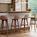 Ver imagem 1 de Kit 4 Banquetas Linea Base Madeira Cozinha Bar Bancada Alta:terracota/preto