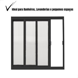 Janela 2 Folhas de Correr em Alumínio Preto A60xl60 com Policarbonato Ideal para Pequenos Espaços - 11