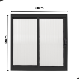 Janela 2 Folhas de Correr em Alumínio Preto A60xl60 com Policarbonato Ideal para Pequenos Espaços - 4
