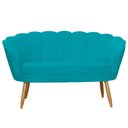 Ver imagem 2 de Kit Pétala Namoradeira e 2 Poltronas Decorativa Pés Palito Suede Azul Turquesa - LM DECOR
