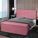 Ver imagem 2 de Kit Cabeceira e Calçadeira Baú Casal 1,40m Berlim Suede Rosa Sky Mobile