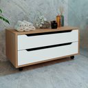 Ver imagem 1 de Gabinete para Banheiro 80cm com Rodízios Tecno Mobili Bn3643 Marrom Branco