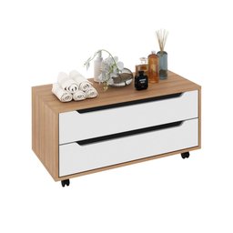 Gabinete para Banheiro 80cm com Rodízios Tecno Mobili Bn3643 Marrom Branco - 6 Gabinete para Banheiro 80cm com Rodízios Tecno Mobili Bn3643 Marrom Branco - 6