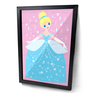 Quadro Desenho Infantil Princesa Moldura com Vidro - 1