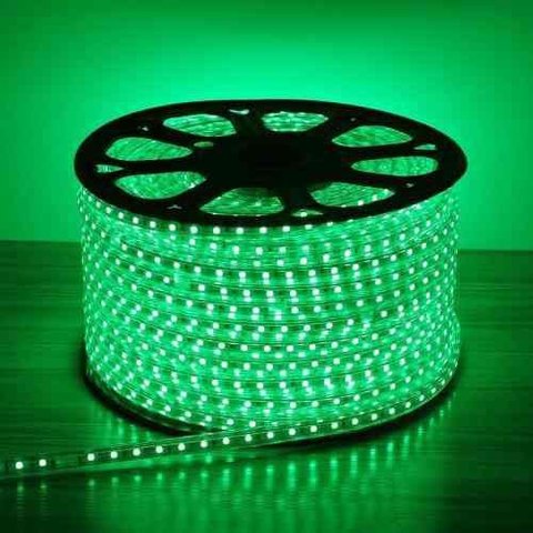 Mangueira Fita Led Verde 100 Metros Achatada Efeito Natal 127v Ip66 Externa + 4 Conectores