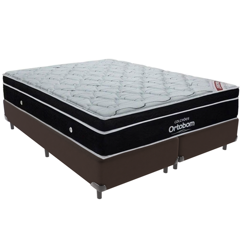 Cama Box e Colchão Elegant Molas Ensacadas Queen Ortobom: Marrom