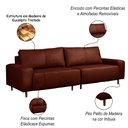 Ver imagem 3 de Sofá Decorativo Sala de Estar Metropole 4 Lugares 280cm Bipartido Couro Conhaque - Mozzelar