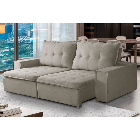 Sofá Retrátil Reclinável Valentino 2,10m Linho Star Confort