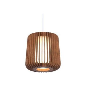 Pendente Fox Lustres L196 Ripada Ø35x34cm Madeira, Mdf, Cabo de Aço Cúpula de Tecido 1xe27 Cor: