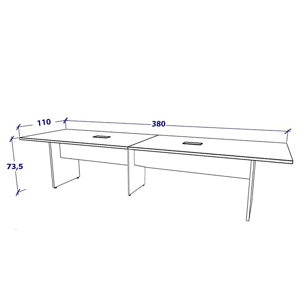 Mesa de Reunião Nogal 3,80m X 1,10m 2 Caixas de Tomadas F5 Cor:nogal com Preto - 3