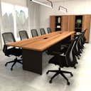 Ver imagem 1 de Mesa de Reunião Nogal 3,80m X 1,10m 2 Caixas de Tomadas F5