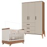 Berço Americano Retro Vitória com Guarda Roupa Infantil Emilly 3 Portas Off White Carvalho - Canaã - 1