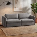 Ver imagem 1 de Sofá Veneza 2,00m Retrátil 3 Lugares Linho Soft Design Orgânico Pés Madeira Sala Premium - Cinza
