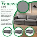 Ver imagem 3 de Sofá Veneza 2,00m Retrátil 3 Lugares Linho Soft Design Orgânico Pés Madeira Sala Premium - Cinza