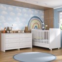 Ver imagem 1 de Berço 3 em 1 para Colchão 130x70cm com Rodízios e Cômoda Chantilly Multimóveis Mp4290 Branco
