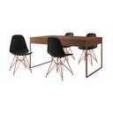 Ver imagem 2 de Mesa Jantar Industrial Retangular Filadélfia Amêndoa 137x90cm com 4 Cadeiras Eames Pretas Base Cobre