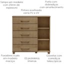 Ver imagem 4 de Comoda 5 Gavetas 1 Porta Madeira Maciça 125 Cm 2251 Freijo Milani Store
