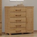 Ver imagem 2 de Comoda 5 Gavetas 1 Porta Madeira Maciça 125 Cm 2251 Freijo Milani Store