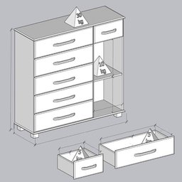 Comoda 5 Gavetas 1 Porta Madeira Maciça 125 Cm 2251 Freijo Milani Store - 5