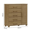Ver imagem 3 de Comoda 5 Gavetas 1 Porta Madeira Maciça 125 Cm 2251 Freijo Milani Store