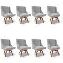 Ver imagem 1 de Kit 8 Cadeiras Estofadas Giratória para Sala de Jantar Lia Suede Cinza - Ibiza