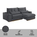 Ver imagem 2 de Sofá com Chaise B010 3 Lugares Retrátil e Reclinável 230cm Cinza Escuro Veludo