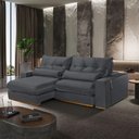 Ver imagem 3 de Sofá com Chaise B010 3 Lugares Retrátil e Reclinável 230cm Cinza Escuro Veludo