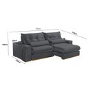 Ver imagem 5 de Sofá com Chaise B010 3 Lugares Retrátil e Reclinável 230cm Cinza Escuro Veludo