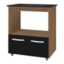 Ver imagem 6 de Balcão para Cooktop Elis 75cm 02 Portas com Tampo Recortado Savana Preto - Abmaza