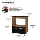 Ver imagem 5 de Balcão para Cooktop Elis 75cm 02 Portas com Tampo Recortado Savana Preto - Abmaza