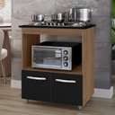Ver imagem 2 de Balcão para Cooktop Elis 75cm 02 Portas com Tampo Recortado Savana Preto - Abmaza