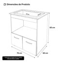 Ver imagem 4 de Balcão para Cooktop Elis 75cm 02 Portas com Tampo Recortado Savana Preto - Abmaza