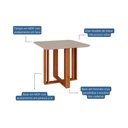 Ver imagem 2 de Conjunto: Mesa Sala Jantar Flora C/ Tampo Madeirado C/ Vidro 95x95cm e 4 Cadeiras Clarice Madeirado