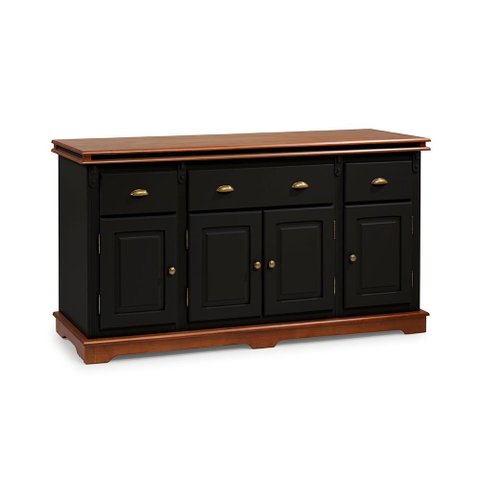 Balcão Buffet 4 Portas 3 Gavetas Manchester 2048 Linz Móveis - Preto/Imbuia Glazer