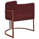 Ver imagem 1 de Poltrona Decorativa Recepção Luna Base de Ferro Bronze - Bordo Corino