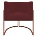 Ver imagem 5 de Poltrona Decorativa Recepção Luna Base de Ferro Bronze - Bordo Corino