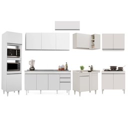 Armário de Cozinha Modulada de Canto 8 Peças CP09 Balcão com Pia Inox Branco - Lumil Lumil Móveis - 6 Armário de Cozinha Modulada de Canto 8 Peças CP09 Balcão com Pia Inox Branco - Lumil Lumil Móveis - 6