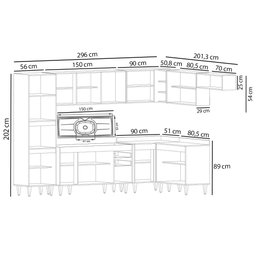 Armário de Cozinha Modulada de Canto 8 Peças CP09 Balcão com Pia Inox Branco - Lumil Lumil Móveis - 4 Armário de Cozinha Modulada de Canto 8 Peças CP09 Balcão com Pia Inox Branco - Lumil Lumil Móveis - 4