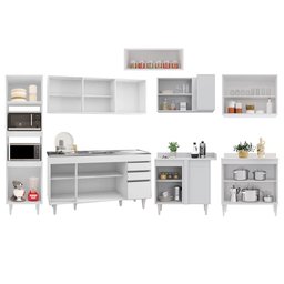 Armário de Cozinha Modulada de Canto 8 Peças CP09 Balcão com Pia Inox Branco - Lumil Lumil Móveis - 5 Armário de Cozinha Modulada de Canto 8 Peças CP09 Balcão com Pia Inox Branco - Lumil Lumil Móveis - 5