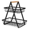 Fruteira Cesto Duplo Organizador Aramado Fruta Legumes Cozinha Mesa Bancada Multiuso Escritorio Arma - 1